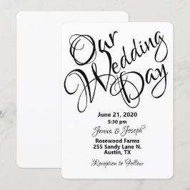 Invitación Boda de guiones en blanco y negro
