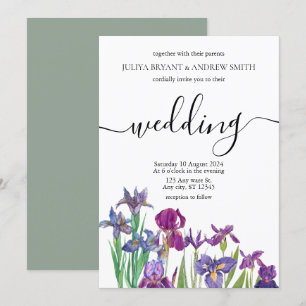Invitación Boda de guiones florales únicos de Saga Green