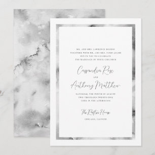 Invitación Boda de guiones formales de marco de mármol blanco