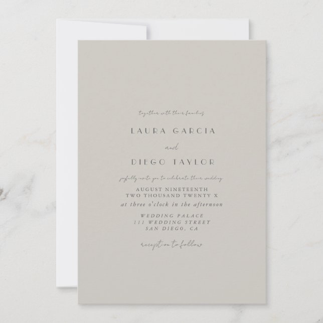 Invitación Boda de guiones grises de Pastel (Anverso)