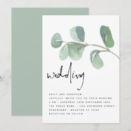 Invitación Boda de guiones informales de eucalipto de color d