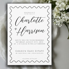 Invitación Boda de guiones manuscritos Minimalistas y singula