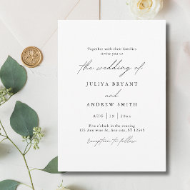 Invitación boda de guiones minimalista en blanco y negro