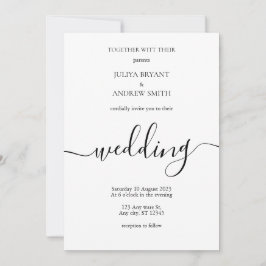 Invitación Boda de guiones minimalistas blancos