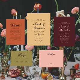 Invitación Boda de guiones Minimalistas de color sólido cálid