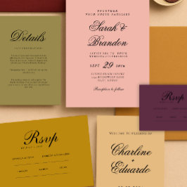 Invitación Boda de guiones Minimalistas de color sólido cálid