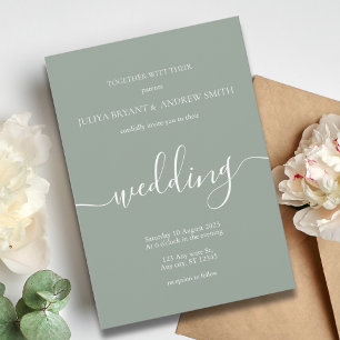 Invitación Boda de guiones minimalistas de Saga