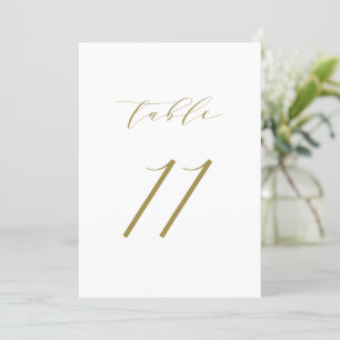 Invitación Boda de guiones Minimalistas dorados Número de tab