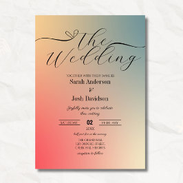 Invitación Boda de guiones modernos de degradado de color ros