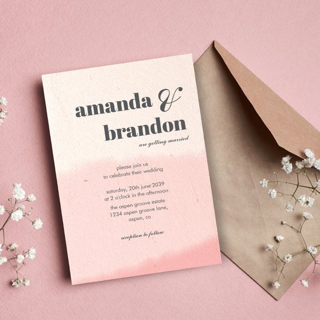 Invitación Boda de guiones negrita de Rubor y Bloom minimalis (Subido por el creador)