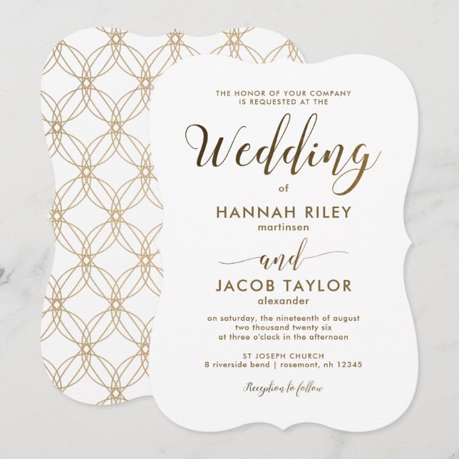 Invitación Boda de guiones simple y elegante (Anverso / Reverso)