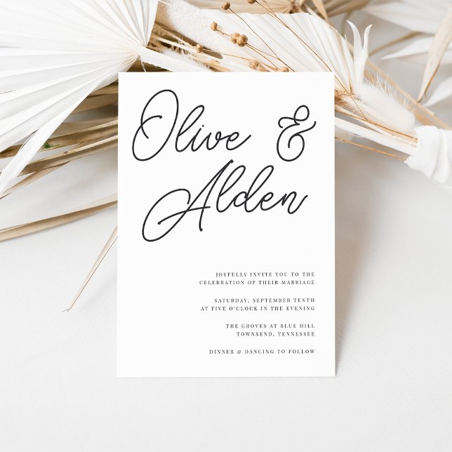Invitación Boda de guiones sobredimensionados en blanco y neg (Subido por el creador)