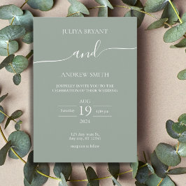 Invitación boda de guiones verde marino minimalista