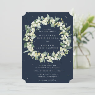 Invitación Boda de guirnalda azul de la marina + eucalipto