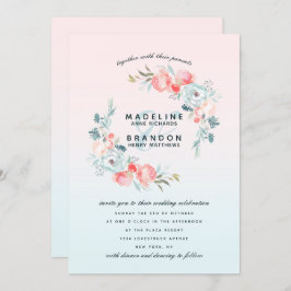 Invitación Boda de guirnalda floral de jardín francés rosa Om