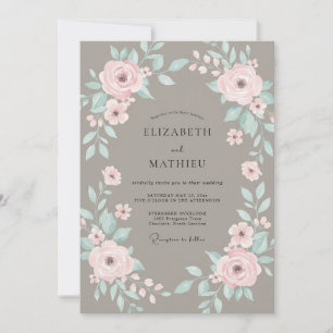 Invitación Boda de guirnalda floral delicada malva