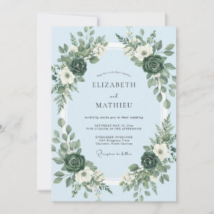 Invitación Boda de guirnalda floral exuberante de vincapervin