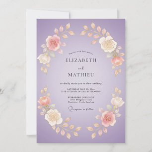 Invitación Boda de guirnalda floral romántica de lavanda