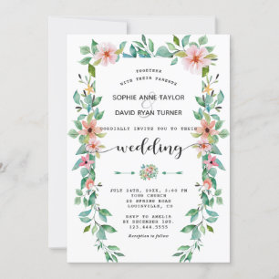 Invitación Boda de guirnalda floral tropical Luau de destino