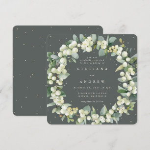 Invitación Boda de guirnalda verde cuadrado + eucalipto