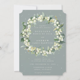 Invitación Boda de guirnalda verde de agua de mar + eucalipto
