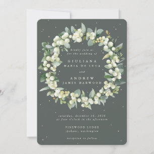 Invitación Boda de guirnalda verde gris + eucalipto