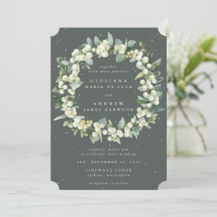 Invitación Boda de guirnalda verde gris + eucalipto