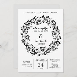 Invitación Boda de guirnaldas botánicas rusas y blancas