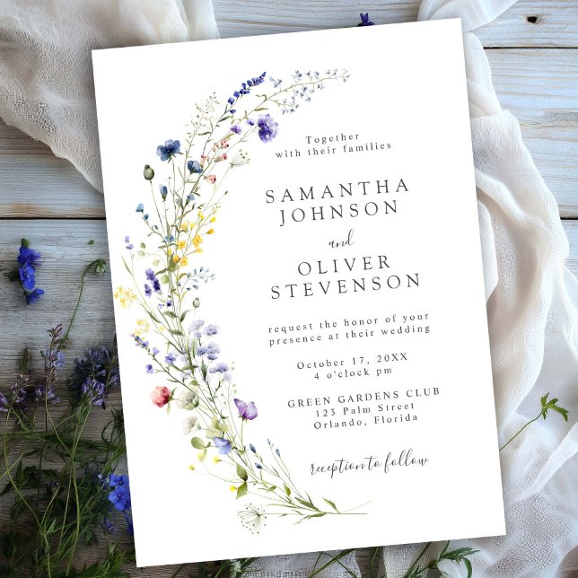 Invitación Boda de guirnaldas de arce botánico morado silvest (Subido por el creador)