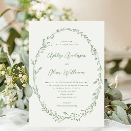 Invitación Boda de guirnaldas de flor silvestre verde sabio