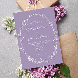 Invitación Boda de guirnaldas de flores violetas rusas