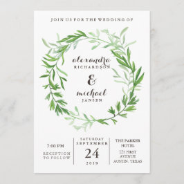 Invitación Boda de guirnaldas de hojas botánicas verdes