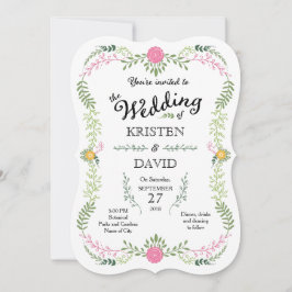 Invitación Boda de guirnaldas de la floración de la primavera