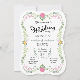 Invitación Boda de guirnaldas de la floración de la primavera