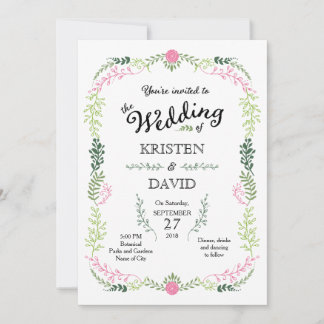 Invitación Boda de guirnaldas de la floración de la primavera