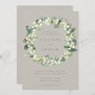 Invitación Boda de guirnaldas de taupe/griega y eucalipto