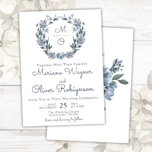 Invitación Boda de guirnaldas florales azul turquesa