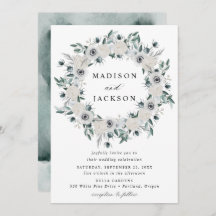 Boda de guirnaldas florales de anémonas blancas y