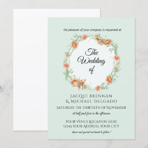 Invitación Boda de guirnaldas florales de mariposa de mita Wi