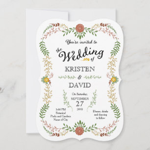 Invitación Boda de guirnaldas florales rusas de otoño