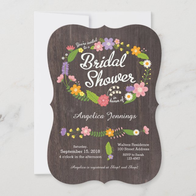 Invitación Boda de guirnaldas florales rusas de Woodland (Anverso)