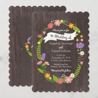 Invitación Boda de guirnaldas florales rusas de Woodland