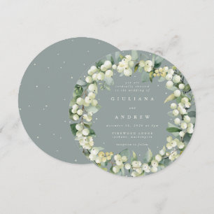 Invitación Boda de guirnaldas verde redondo + eucalipto