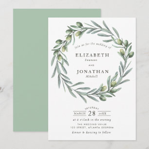 Invitación boda de guiso de aceituna color agua
