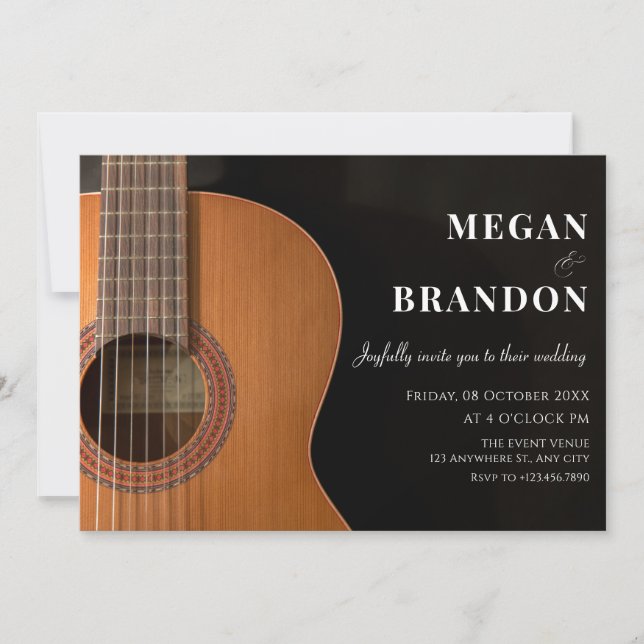 Invitación Boda de guitarra minimalista moderna (Anverso)