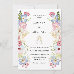 Invitación Boda de hadas de primavera multicolor blanco perso