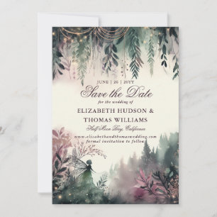 Invitación Boda de hadas encantada de malva forestal salva la