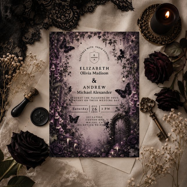Invitación Boda de hadas góticas de fantasía oscura (Subido por el creador)