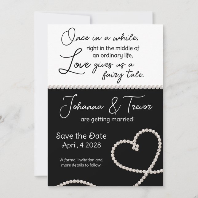 Invitación Boda de hadas negras y blancas salvan la fecha (Anverso)