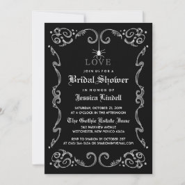 Invitación Boda de Halloween blanco negro ducha de novia góti
